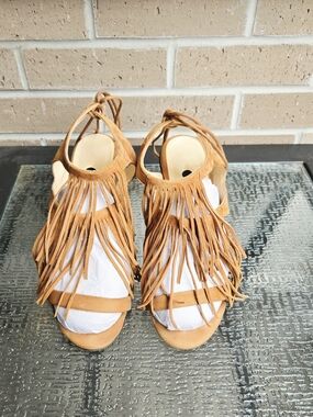 Tanya Heath Paris Leather Suede Lace-Up Sandals in Tan Made In Portugal 38,5